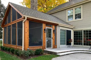 Three season room with cedar framing built in Overland Park
