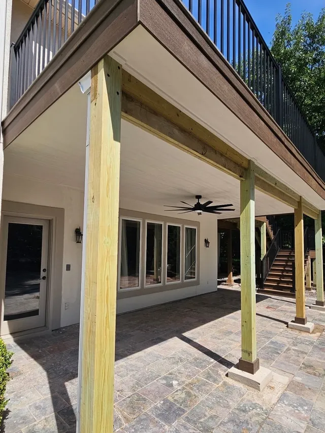 Covered deck with outdoor living space